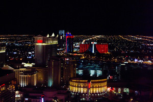 Night lights on the Strip from the High Roller.